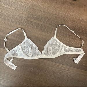 Intimissimi White Lace Dainty Unlined Underwire Bralette Bra Womens Size 36C
